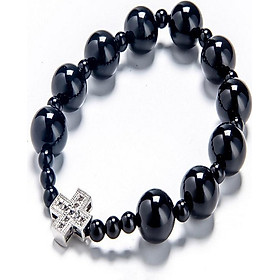 Vòng Chuỗi Mân Côi Mã Não Đen 10mm mix Thánh Giá AGA03 - VIETGEMSTONES