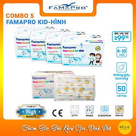 [HỘP - FAMAPRO MAX KID] - khẩu trang y tế trẻ em kháng khuẩn 3 lớp Famapro Max Kid (50 cái/ hộp) - COMBO 5 HỘP