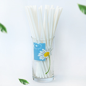 200 ống hút giấy phi 8 mm dùng một lần, màu trắng, để uống sinh tố, sữa lắc, thức uống đá xay - Sản phẩm thân thiện với môi trường