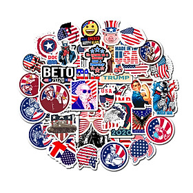 Bộ 50 Sticker chủ đề nước Mỹ dán Macbook, Vali, Mũ bảo hiểm, Điện thoại, Laptop - Hàng Nhập Khẩu