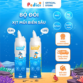 COMBO Xịt Mũi Biển Sâu AiryUp 0.9% & 1.9% - Vệ Sinh Mũi Họng Hằng Ngày, Hỗ Trợ Kháng Khuẩn & Dưỡng Ẩm Mũi Họng