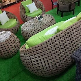 Bộ sofa ngoài trời đan kiểu mắt cáo