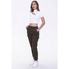 Áo croptop Nữ cut-out tay ngắn màu Trắng basic