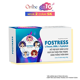 Viên Uống Giảm Căng Thẳng Lo Âu Chăm Sóc Giấc Ngủ Fostress Hộp 3 Vỉ x 10 Viên