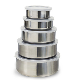 Mua Bộ Thố Inox 5 cái - Hộp Đựng Thực phẩm 10 12 14 16 18M ( AN TOÀN - TIỆN DỤNG)