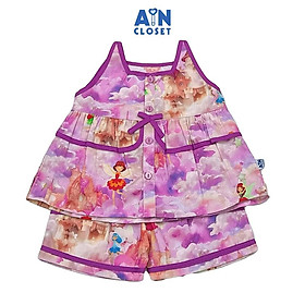Bộ quần áo Ngắn bé gái hoạ tiết Nàng Tiên Tím Cotton - AICDBGOGLCIH - AIN Closet
