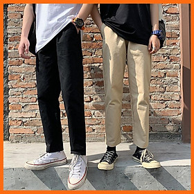 Quần kaki trơn, Quần Baggy Nam Nữ kaki Ống Suông Unisex co giãn trẻ trung năng động