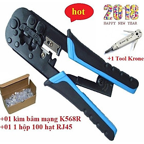 Mua Kìm bấm mạng Talon 568R+Tool nhấn mạng Krone+ Hộp 100 hạt RJ45