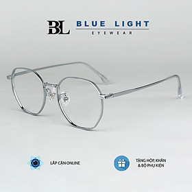 Gọng Kính Cận Giả Cận Nam Nữ Cao Cấp Titanium BLUE LIGHT, Mắt Lục Giác Nhỏ Dày Dặn, Nhẹ, Vàng Hồng Dẻo Bạc, Đen