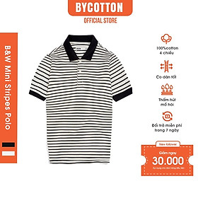 Áo Thun Polo Nam Cổ Bẻ Sọc Trắng Đen BY COTTON B & W Mini Stripes Polo