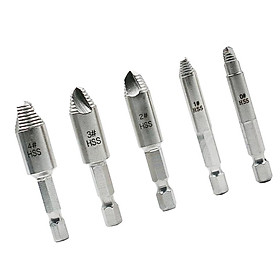 5pcs Hex Shank 1/4 Inch 6.35mm HSS Stripped Screw Extractor Set with Storage Box