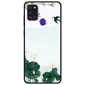 Ốp lưng dành cho Samsung Galaxy A12 - A21s - A31 - mẫu Sen Trắng Chim Én