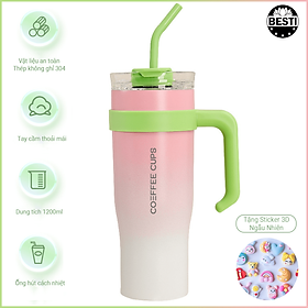 Mua Ly Giữ Nhiệt Inox 304 Cao Cấp Besti - Tặng Kèm Ống Hút Không Gỉ  Ticker 3D  Bình Giữ Nhiệt Có Tay Cầm (1200ml) - Hàng Chính Hãng