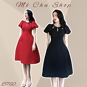 Đầm xòe khoét cổ giọt nước viền đá bigsize