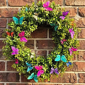 Artificial Spring Summer Wreath Front Door Spring Flower Wreath for Farmhouse Decoration