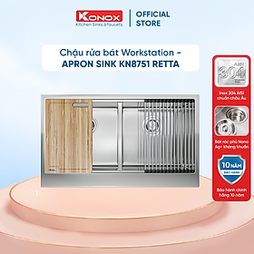 Chậu rửa bát inox 1 hố KONOX Workstation Sink – Apron Sink KN8751DA Retta