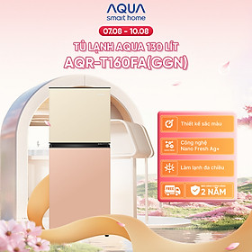 [SẢN PHẨM MỚI 2025] Tủ lạnh AQUA 130 lít ngăn đá trên AQR-T160FA(GGN) - Màu Be hồng - Freeship toàn quốc - Bảo hành 2 năm - Hàng chính hãng
