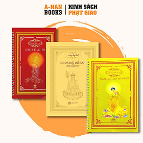 Sách - combo 3 vở sổ chép kinh in mờ cao cấp kinh địa tạng, chú đại bi, hồng danh phật - anan books