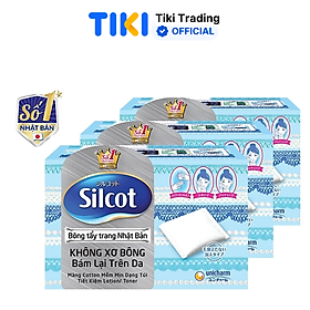 Bộ 3 Hộp Silcot Bông Trang Điểm (bông tẩy trang) Nhật Bản (82 Miếng/Hộp)