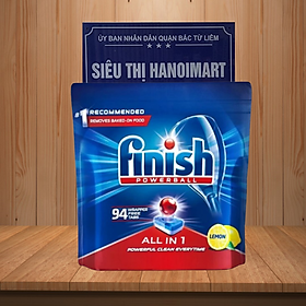 Viên Rửa Chén Bát Finish Powerball Power All In 1 Hương Chanh - Hộp 90 viên siêu tiết kiệm