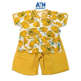 Bộ quần áo bà ba lửng bé gái họa tiết Hoa Ly vàng tơ - AICDBGNVFKBV - AIN Closet - Size 1 (6-8kg)