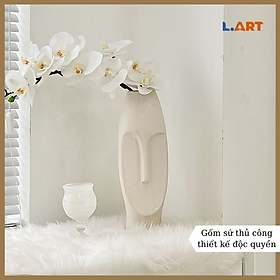Mua Tượng gốm sứ decor hình mặt người trang trí nhà màu trắng DS007