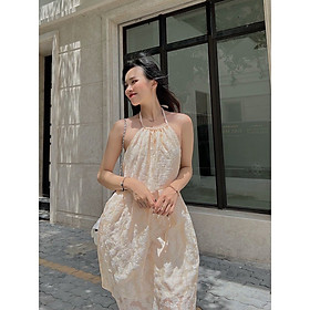 YU CHERRY | Đầm cổ yếm nữ, không tay thêu họa tiết đám mây Mimi Yem Dress YD160