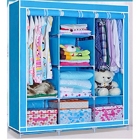 Mua Tủ vải đựng quần áo 3 buồng 8 ngăn khung hợp kim(Giao màu ngẫu nhiên)