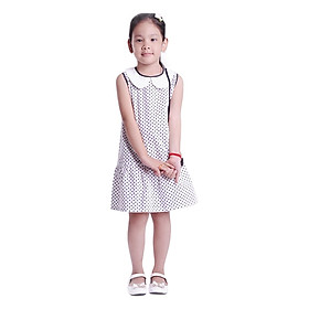 Đầm Suông Bé Gái Cổ Sen Chấm Bi Nơ Đen Ugether UKID28