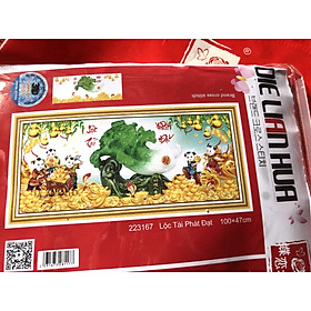 tranh thêu chữ thập Tài lộc phát đạt 100x47cm - chưa thêu