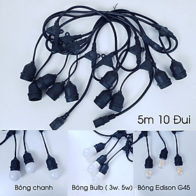 Mua Dây đuôi đèn dài 5m 10 đuôi  chống nước ngoài trời dùng cho quán cà phê  trà sữa