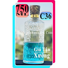 [Mua 5 Tặng 1 ] C36 Chai Đựng Rượu Hoa Văn Thủy Tinh Cao Cấp 750ml - Đẹp Cao Cấp - Nắp Kín Thủy Tinh Trong - Tặng Biếu Sang Trọng