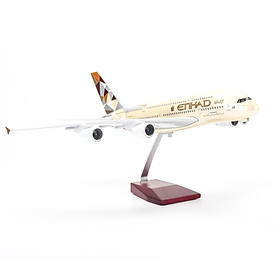 Mô hình máy bay Etihad Airways Airbus A380 lắp ráp có đèn 47cm MBMH46