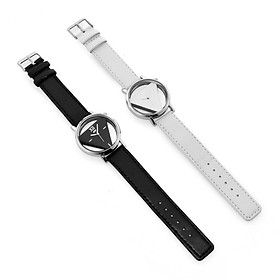 Casual Faux Leather Stainless Steel Analog Quartz Wrist Watch - White