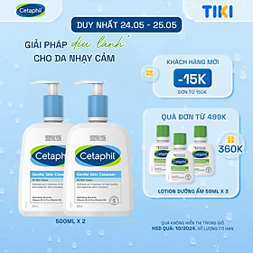 Combo 2 Sữa rửa mặt dịu nhẹ cho da nhạy cảm Cetaphil Gentle Skin Cleanser 500ml