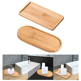 2x Wooden Vanity Tray Countertop Organizer Holder Serving Tray Candles Jewelry Storage Tray Soap Dispenser Tray Bathroom Tray for Kitchen Sink