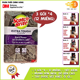 Mua Gói 4 miếng cước cọ rửa mạnh hơn inox Scotch-Brite 3M 7447 10x15cm