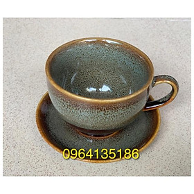 Mua set cốc đĩa capuchino 200ml men hoả biến gốm sứ Bát Tràng