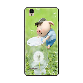 Ốp lưng cao cấp cho điện thoại OPPO F1 in hình Heo và Hoa Bồ Công Anh