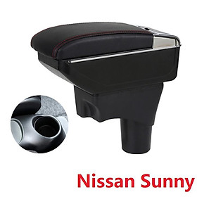 Hộp tỳ tay ô tô lắp cho xe Nissan Sunny JDZX-NNY, chất liệu nhựa ABS và da PU cao cấp