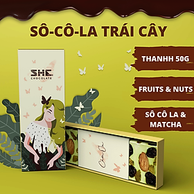 Socola MatCha Trái Cây Thanh 50g SHE Chocolate - Cung cấp năng lượng, dinh dưỡng dành cho mọi lựa tuổi