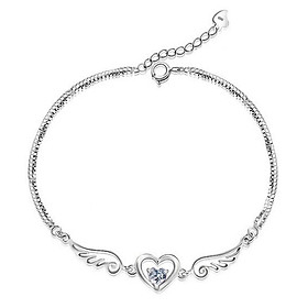 Lắc Tay Bạc Nữ Trái Tim Tình Yêu Và Đôi Cánh Thiên Thần XBL13 - Bảo ngọc jewelry