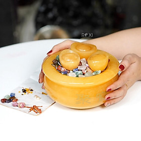 Mua Bát tụ bảo đá Hoàng Long 16cm + vụn ru.by + đá vụn ngũ sắc + Cốt thất bảo