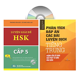 Combo 2 sách Luyện giải đề thi HSK cấp 5 có mp3 nghe + Phân tích đáp án các bài luyện dịch Tiếng Trung +DVD tài liệu