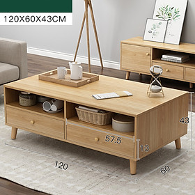 Mua Bàn Trà Gỗ 2 Ngăn Kéo Thiết Kế Đơn Giản - Bàn Sofa Phòng Khách 1m2 x 60cm Decor Nhà Đẹp