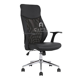 Ghế văn phòng lưng cao CM4260-M Nội thất Capta Ghế lưng cao dành cho Giám đốc Trưởng phòng Lưng lưới PVC tay nhự, chân xoay thép mạ chrome