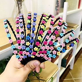 Cài tóc hoa cánh tròn phụ kiện xinh - cài tóc hoa mận nhiều màu