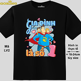 Gia đình là số 1, mã LV2. Áo thun hàng hiệu GOKING, form unisex cho nam nữ, trẻ em, bé trai gái. Áo phông in hình chữ đẹp. Quà tặng cao cấp cho gia đình, cặp đôi, hội nhóm, doanh nghiệp - Đen, vải thun lạnh - 4