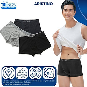 Combo 3 quân sịp đùi nam, set 3 quần lót boxer nam Aristino chất liệu cotton kháng khuẩn, khử mùi, co giãn 4 chiều thấm hút mồ hôi cực tốt ABX03707