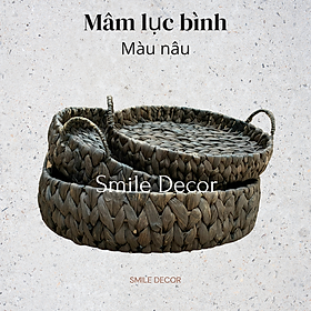 Mua Khay mâm đựng đồ đan lục bình hình tròn sang trọng Smile Decor
